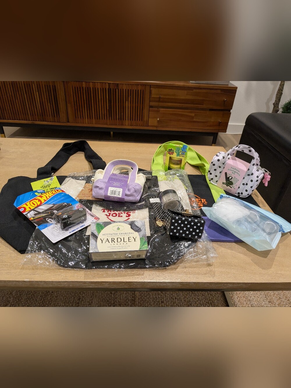 🖤Trader Joe's Black Canvas Mini Tote Bag Set with Matching Accessories🖤